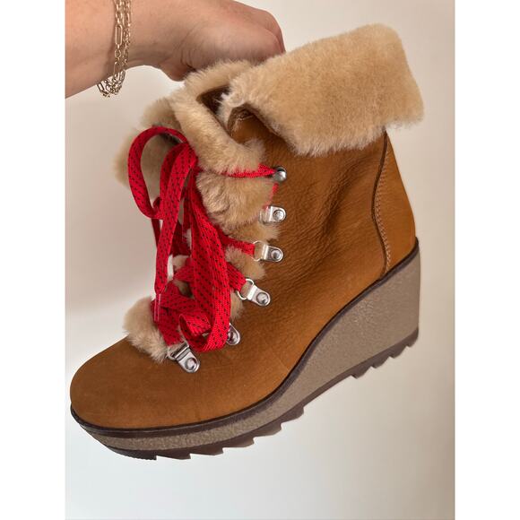 J.Crew Nordic Nubick Leather Wedge Hiking Inspired Boots - 7 - Picture 5 of 7